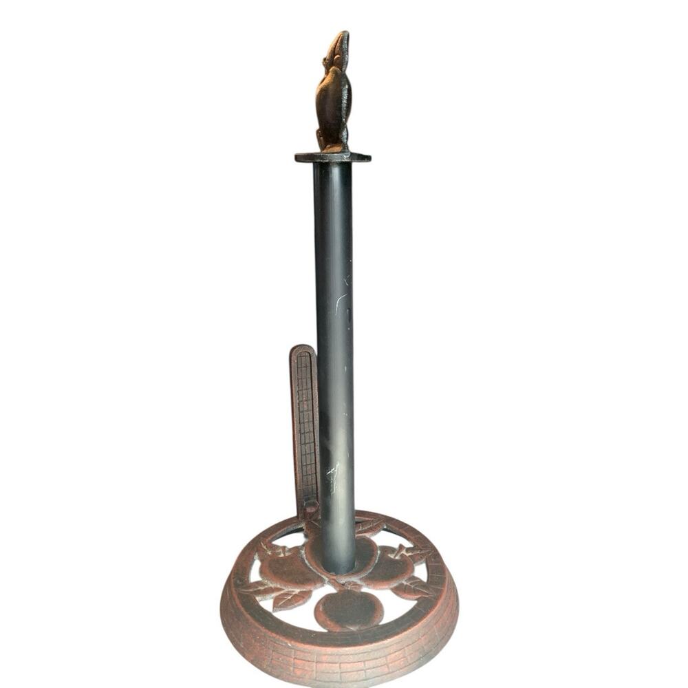 Apple Cast Iron Paper Towel Holder Farmhouse Kitchen Decor 15" Freestanding - Picture 6 of 11